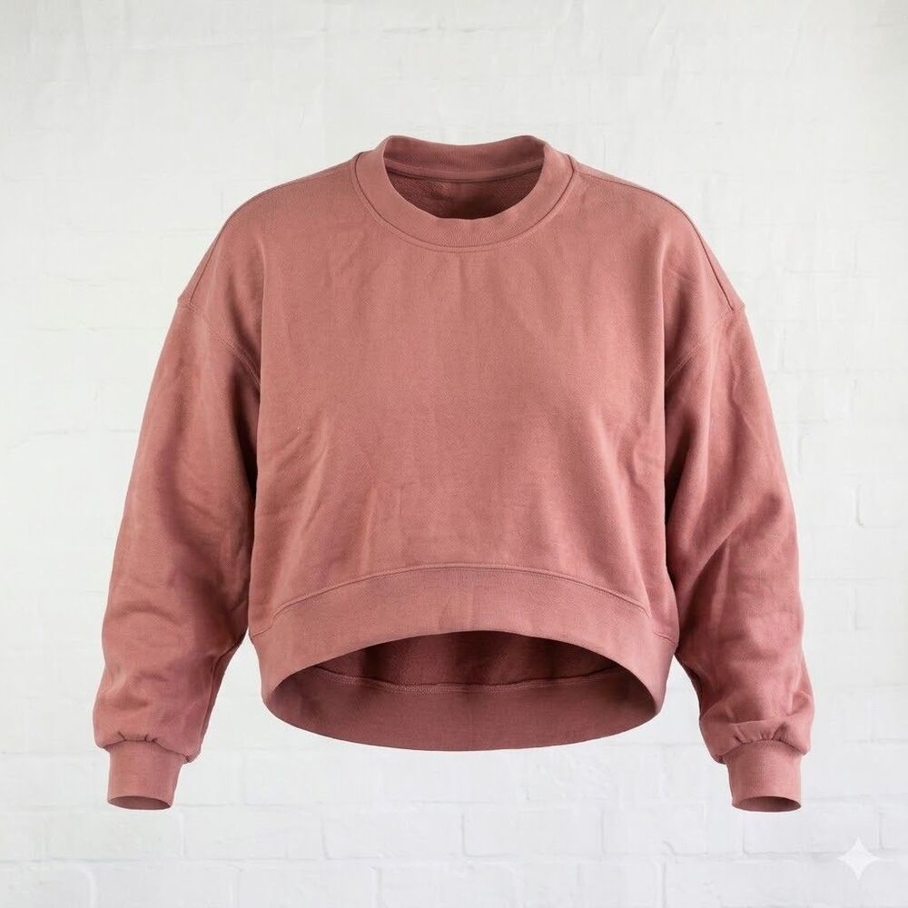 Lululemon Perfectly Oversized Cropped Crew Womens Large Pink Softreme Knit